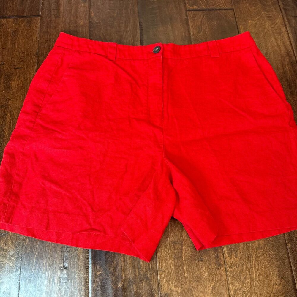 Boden Westbourne Linen Shorts 6” Red size 16-18 Lightweight Coastal Summer